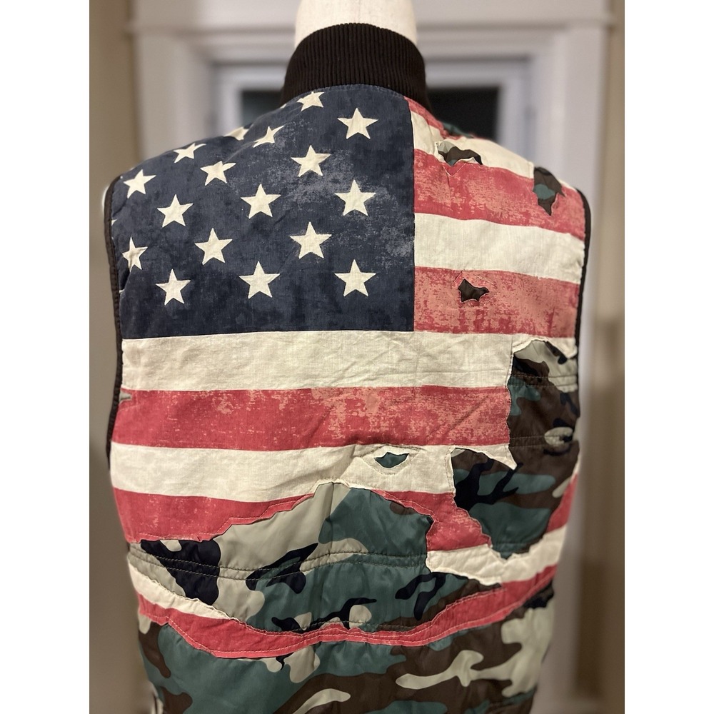 Denim And Supply Ralph Lauren Camo‎ And American Flag Vest Small Petite Vintage - Picture 4 of 11